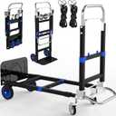 Black Convertible Hand Truck Dolly Cart with 4 Wheels Heavy Duty,500 Lbs Capacity, 2 Straps for Moving Furniture/Appliance/Carton/Warehouse/Office/no Need to Install, Follow Video to Fold