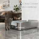 Low Entry Stainless Steel Cat Litter Box, Extra Large Open Top Litter Box with High Sides, Easy to Clean Non-Stick Metal Litter Pan for Kittens, Senior & Large Cats, 23.4"x15.6"x5.9"