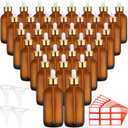 Dandat 50 Pack 4 oz Glass Dropper Bottles Leakproof 120 ml Glass Tincture Bottles with Eye Droppers, 4 Funnels, 54 Labels for Essential Oil Perfumes Hair Oil(Dark Brown)