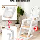 Potty Training Seat, Primlect Upgrade Toddler Toilet Seat for Kids Boys Girls, 2 in 1 Potty Training Toilet with Step Stool, Adjustable Seat and Ladder, Non-Slip Pad, Splash Guard (M-Brown)
