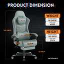 Gaming Chair,Ergonomic Computer Gaming Chair,400lb Load-Bearing,Retractable Footrest/Waist Support/Ergonomic Backrest[Spring + 4D Sponge] (Green), XX-Large