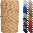 NOANTA Light Tan Macrame Cord 3mm x 109yards, Colored Macrame Rope, Cotton Rope Macrame Yarn, Colorful Cotton Craft Cord for Wall Hanging, Plant Hangers, Crafts, Knitting