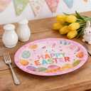 2 x 100Pcs Easter Party Oval Paper Plates Napkins Set, Oval Disposable Party Dinner Dessert Plates and Napkins for Easter Spring Holiday Party Supplies
