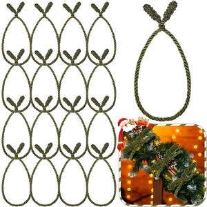 Zhengmy 16 Pcs 20 Inches Christmas Garland Ties Christmas Decorative Twist Ties for Banister Reusable and Flexible Twist for Xmas Home Decorations Holiday Craft Wrapping (Olive Green)