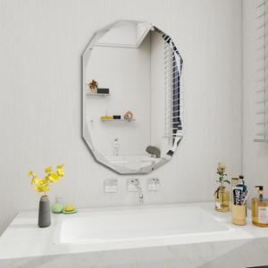Beveled Bathroom Mirror, 22X30 Inch Single Beveled Edge Frameless, Beveled Edge Mirrorfor Living Room Bedroom Entryway Mantel Hallway Decoration, Hang Horizontally or Vertically (22 * 30inch)
