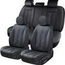 Coverado Car Seat Cover Full Set, Black Seat Covers Front Seats Back Seat Covers, Nappa Leather Waterproof, Car Seat Cushion, Car Seat Protector Universal Fit Most Cars