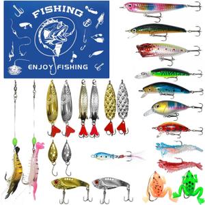 24Pcs Fishing Advent Calendar 2025-24 Days Christmas Countdown with Fishing Lures & Tackle Set, Xmas Surprise Gift for Fisherman, Adult Men & Teen Boys