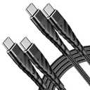 60W Fast Braided USB-C Charger Cable 6FT 2Pack - Compatible with iPhone 16/15/Samsung/Android/Huawei/Google/Switch/MacBook/iPad