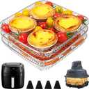 BYKITCHEN 7 Inch Air Fryer Rack Fit for Ninja Crispi/Ninja Pro 5QT/ Cosori 5QT/ Chefman 5-6QT Airfryer &More, Air Fryer Accessories, 3pcs Stackable Stainless Steel Airfryer Basket with Silicon Feet