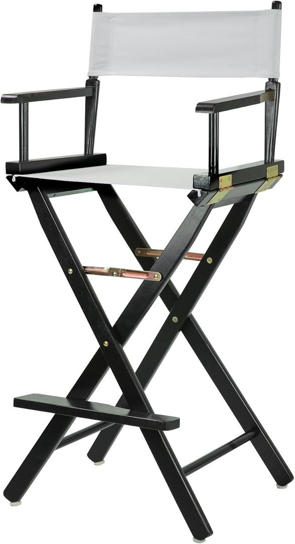 Casual Home 30" Director's Chair Black Frame-with White Canvas, Bar Height