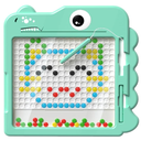 Mandarooker Magnetic Drawing Board，Large Magnet Doodle Board with Pen and Dot Beads,20 Colored Pattern Cards,Montessori Toys and Travel Toys Twoinone,Perfect Learning Gift for Toddlers Ages 38