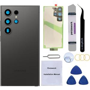 Rear Back Glass Replacement for Samsung Galaxy S24 Ultra 6.8-inches with Reparing Toolkit(Titanium Black)