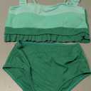 Mioglrie Girls Bathing Suit Kids Swimsuits Teen Tankini Girls' Swimwear Beach Ruffle Size 7-14 Tween Bikini Sets (13-14 Years, Green)