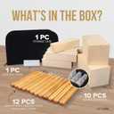 JJ CARE Wood Carving Kit, 24pcs Wood Whittling Kit with 12 SK2 Steel Carving Knives, 10 Basswood Blocks, 1 Grinding Stone & Storage Case, Gift Set for Beginners & Adults