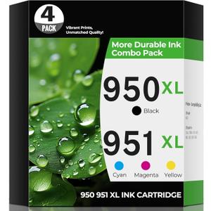 950XL 951XL Ink Cartridges OfficeJet Pro 8600 8610 8620 Ink Compatible for HP 950 951 XL Ink Cartridge Combo Pack HP950XL HP951XL Printer Ink for OfficeJet Pro 8100 8630 8660 8640 8615 276DW 251DW-4P (Black/ Cyan / Magenta/ Yellow)