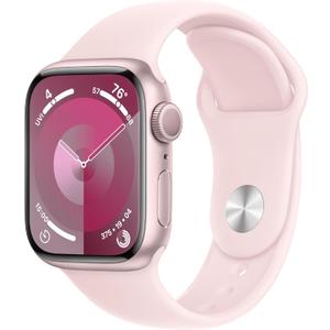 Apple Watch Series 9 [GPS 41mm] Smartwatch with Pink Aluminum Case with Pink Sport Band S/M. Fitness Tracker, Blood Oxygen & ECG Apps, Always-On Retina Display