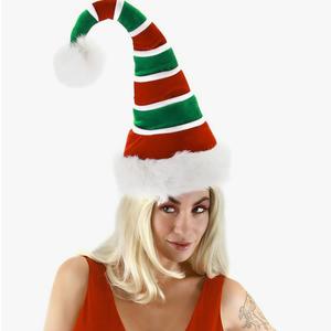 elope Adult Soft Ridged Santa Hat - Velvet Red Hat with Faux Fur Trim and Adjustable Fit, Costume Headwear - One Size