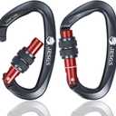 25KN Locking Climbing Carabiner Clips, UlAA Certified Rockclimbing Carabiner,Heavy Duty Carabiners Equipment,Large SizeCarabiner for Climbing, Rappelling,Hunting and Rescue