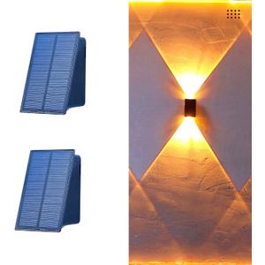 ASLIDECOR Solar Wall Lights UP and Down,Warm White Fence Lighting Waterproof Deck Step Light for Arbor Patio Yard