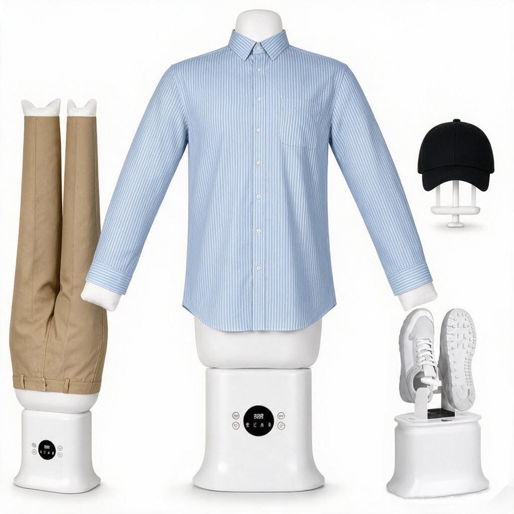 Automatic Ironing Machine,Hot Air Garment Dryer,Hands-Free Wrinkle Remover for Shirts & Pants,No Iron & Ironing Board,Portable with Remote Control,Fits S–3XL,Ideal for Apartments,Travel & Small Spaces