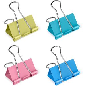 3 x Ufmarine Large Binder Clips 1.6 inch Length, Colorful, for Office (24 Pcs)