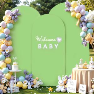 Light Sage Green Arch Cover 3 Set - 6.6FT, 7.2FT, 8FT Arch Backdrop Cover Spandex Fitted Wedding Arch Stand Covers for Baby Shower Birthday Party Bridal Shower Banquet Photo Background Decorations