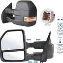Towing Mirrors fit for 2015 2016 2017 2018 2019 2020 Ford F150 Pickup Truck LED Turn Signal Lights Temperature Sensor Heated Defrost Power Glass Foldaway 8 Pin Plug, pair