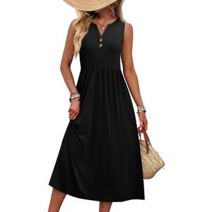 WIHOLL Women's Summer Dresses Maxi Dress Vacation Beach Sundresses 2026 with Pockets XXL