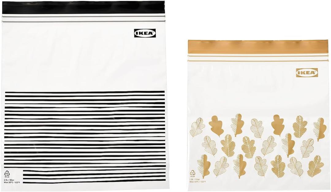IKEA 50 resealable bags (ISTAD) - GREY - ziplock - food freezer sandwich bags - 25 x 1.2L + 25 x 2.5L
