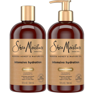 SheaMoisture Shampoo & Conditioner, Manuka Honey & Mafura Oil Intensive Hydration for Extra Dry, Damaged Hair, 13 Oz Ea