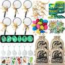 SNLN 12 Sets Dinosaur Party Favors for Kids Birthday, Magnifying Glasses Luminous Keyring Dino Egg Sticker Dino Party Supplies with Skeleton Toy Silicone Bracelet Gift Bag Dino Theme Stuffer Fillers