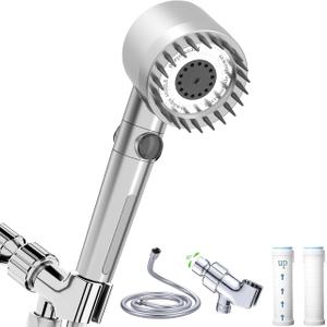 High Pressure Handheld Shower Head High Pressure Shower Heads- High Flow Even with Low Water Pressure - Hand Held Showerhead Set with 59Replacement Hose/Bracket and Cotton Filters (Premium Chrome)