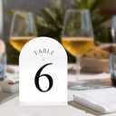 JOYIT Arch Wedding Table Numbers 1-10 with Stands Double-Sided Printed 5" X 7" Acrylic Signs with White Background and Black Text, Perfect for Wedding Receptions, Parties, Anniversaries, and Events