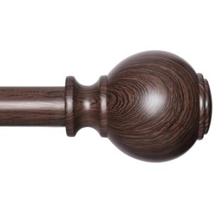 Wood Curtain Rods for Windows 28 to 48 Inches,1 inch Heavy Duty Window Curtain Rod with Imitation Wood Grain Finials,Decorative Drapery Rods Adjustable, 28"-58"(2.3-4.8ft), Bronze Wood