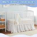 Hahafelt White Crib Skirt Dust Ruffle 28" x 52" with 16" Drop100% Washed Cotton Baby Bed Crib Skirt for Boys & Girls' Cribs, Durable & Fade - Resistant Nursery Bedding, Fits Standard Cribs (Boho)