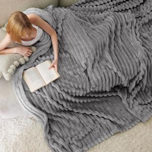 Bedsure Frost Gray Fleece Blanket for Couch - GentleSoft Cozy Soft Blankets for Women, Cute Small Throws for Girls, 108x90 Inches