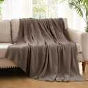 WDCOZY Muslin Blanket 100% Cotton Blankets Twin Size 4-Layer Breathable Lightweight for Couch Bed Boho Farmhouse Linen Tassels Ruffle Gauze Blankets 60x80 Inches Brown Mocha Chocolate Coffee Taupe