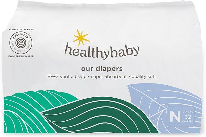 Our Diapers | The First EWG Verified & Microbiome-Friendly Diaper | Size NB (<10 lbs) 32 Count | 12-Hour Leak Protection | Made with Organic Cotton & Plant-Derived Materials | Totally Chlorine Free