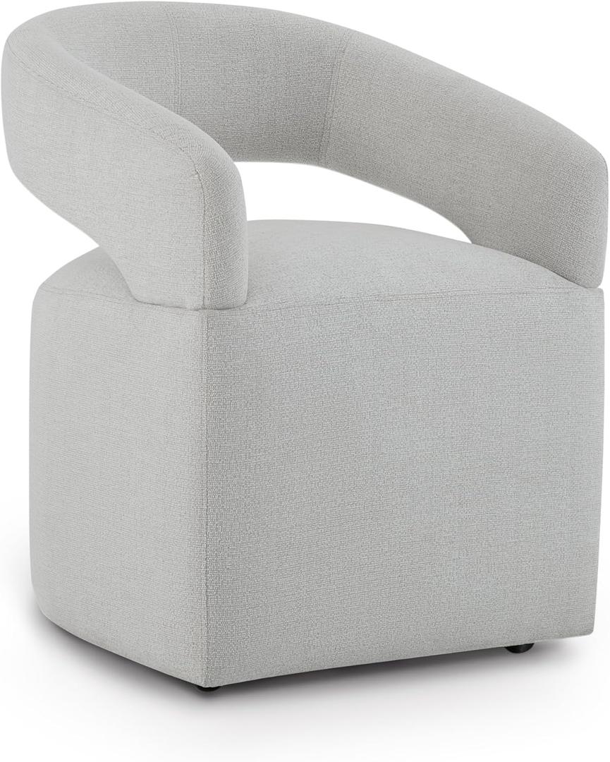 KISLOT Upholstered Dining Chairs with Casters Modern Barrel Side Armchair with Rollers for Diningroom Bedroom Livingroom Reading Room,Gray,1PCS