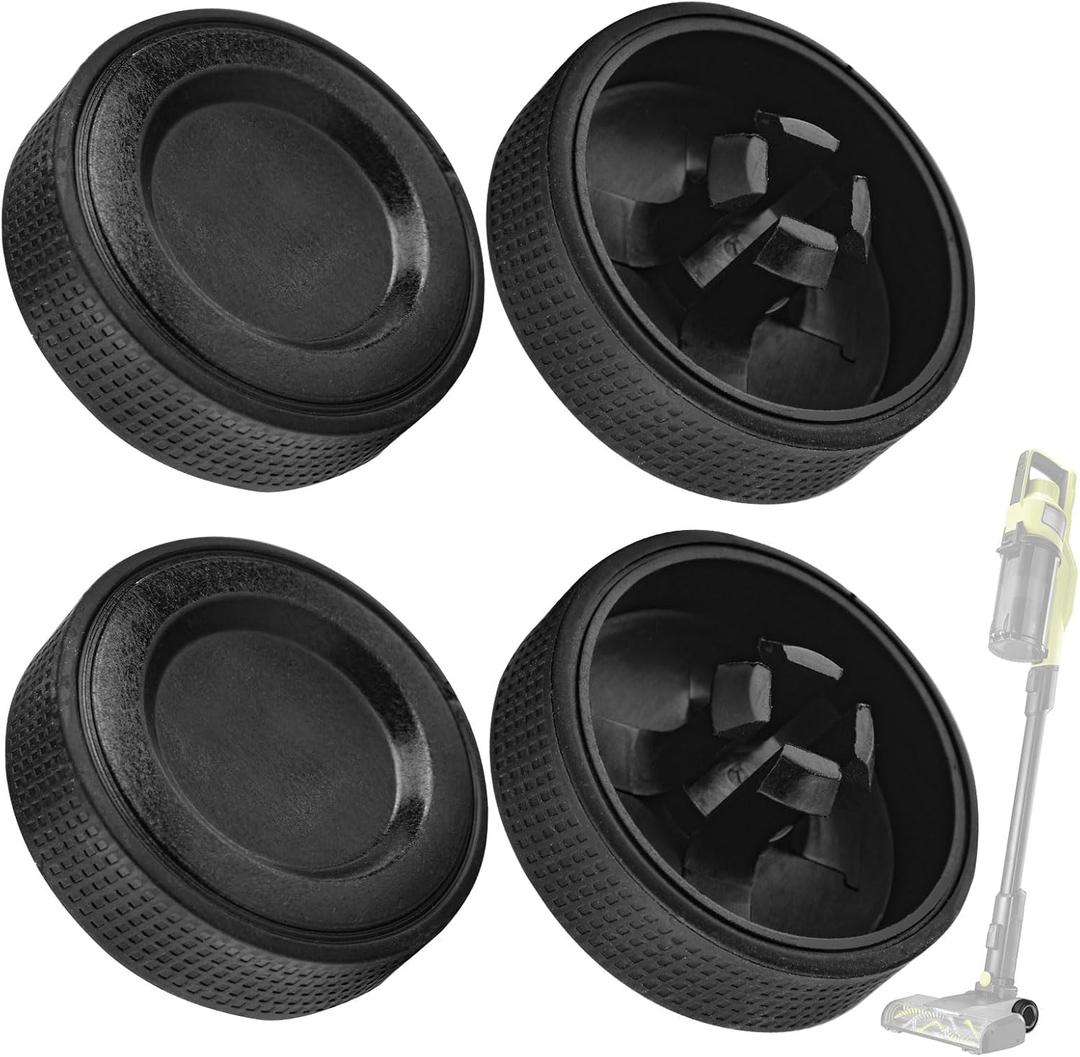 4 Pack Upgraded Replacement Wheel for Ryobi Cordless Stick Vacuum 18v One+ Hp & 18v One+ PCL720K, PBLSV716K, Silicone Replacement Wheels, Quiet and Non-Slip