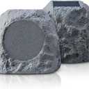 Solar Powered Rock Speakers Outdoor Waterproof (2 Pack) - Bluetooth 5.3 Wireless Landscape Speakers with Color Changing LED Lights, Multi-Speaker Interconnect Wireless Stereo for Garden, Patio, Yard