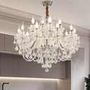 Clear Crystal Chandelier Lighting, Double Layer 8+4 Lights, K9 Clear Crystal Ceiling Lights, Modern Crystal Light for Living Room (12 Lights)