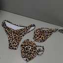 OYOANGLE Women's Cheetah Print Bikini Set Underwire Padded Push Up 2 Piece Bathing Suit (Medium, Brown and Black)