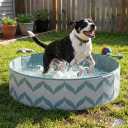 Dog Pool for Large Dogs, Foldable Hard Plastic Pet Swimming Pool, Heavy Duty 0.5mm PVC with Non-Slip Bottom, Portable Kiddie Pool for Dogs, Pet Bath Tub for Backyard Summer, GW 47“