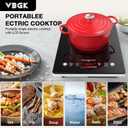 VBGK Single Burner Electric Cooktop,110V 1800W Electric Stove Top with LED Touch Control,Single electric burner 9 Power Levels, 4 hTimer, Safety Lock,Overheat protection