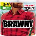 Brawny Tear-A-Square 3-Ply Paper Towels, 2 Double Rolls = 4 Regular Rolls, Strong, Absorbent, and Durable with 3 Sheet Sizes (Quarter, Half, Full)