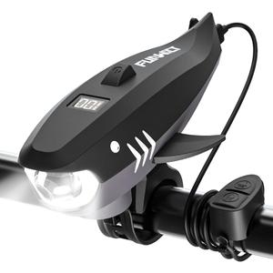 Bike Horn for Kids with Light 2-in-1, Electric Bicycle Horn & IPX5 Waterproof 400 Lumen Rechargeable Bike Headlight, Loud Bike Horn for Boys Girls Fits Most Bicycles Scooter (Black)