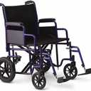 Medline Heavy Duty Transport Chair supports up to 500 lbs., Bariatric Transport Wheelchair, 22" x 18" Seat, Blue Frame