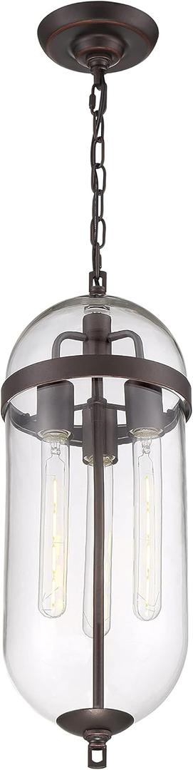 NUVO 60/6923 Fathom Pendant Fixture Mahogany Bronze Finish with Clear Glass, 3 Light