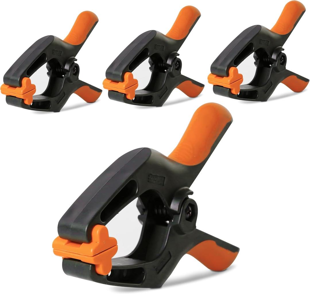 Spring Clamps 6 Inch Pack of 4 Heavy Duty Plastic Clamps for Woodworking Backdrop & Pool Cover Clips with 3 Inch Jaw Opening for Photography, DIY Crafts Projects, Cover Holding and Wood Gluing